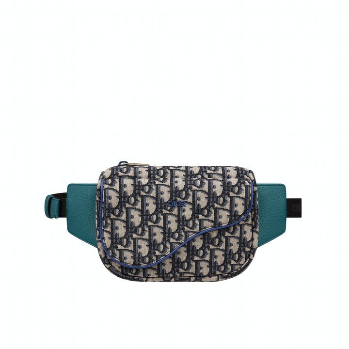 BELT BAG IN BEIGE AND BLACK DIOR OBLIQUE JACQUARD GREEN GRAINED CALFSKIN BLACK NYLON STRAP.jpg