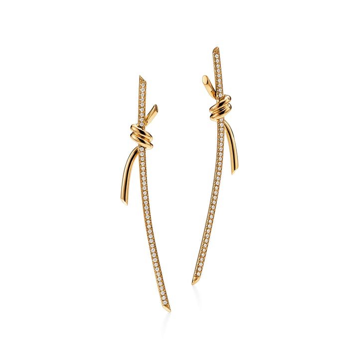 Tiffany & Co. Knot drop earrings in 18k yellow gold with diamonds.jpg